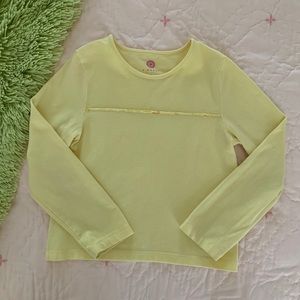 J. Khaki Sequins Shirt Long Sleeves Crewneck Solid Pale Yellow Girls Size 6